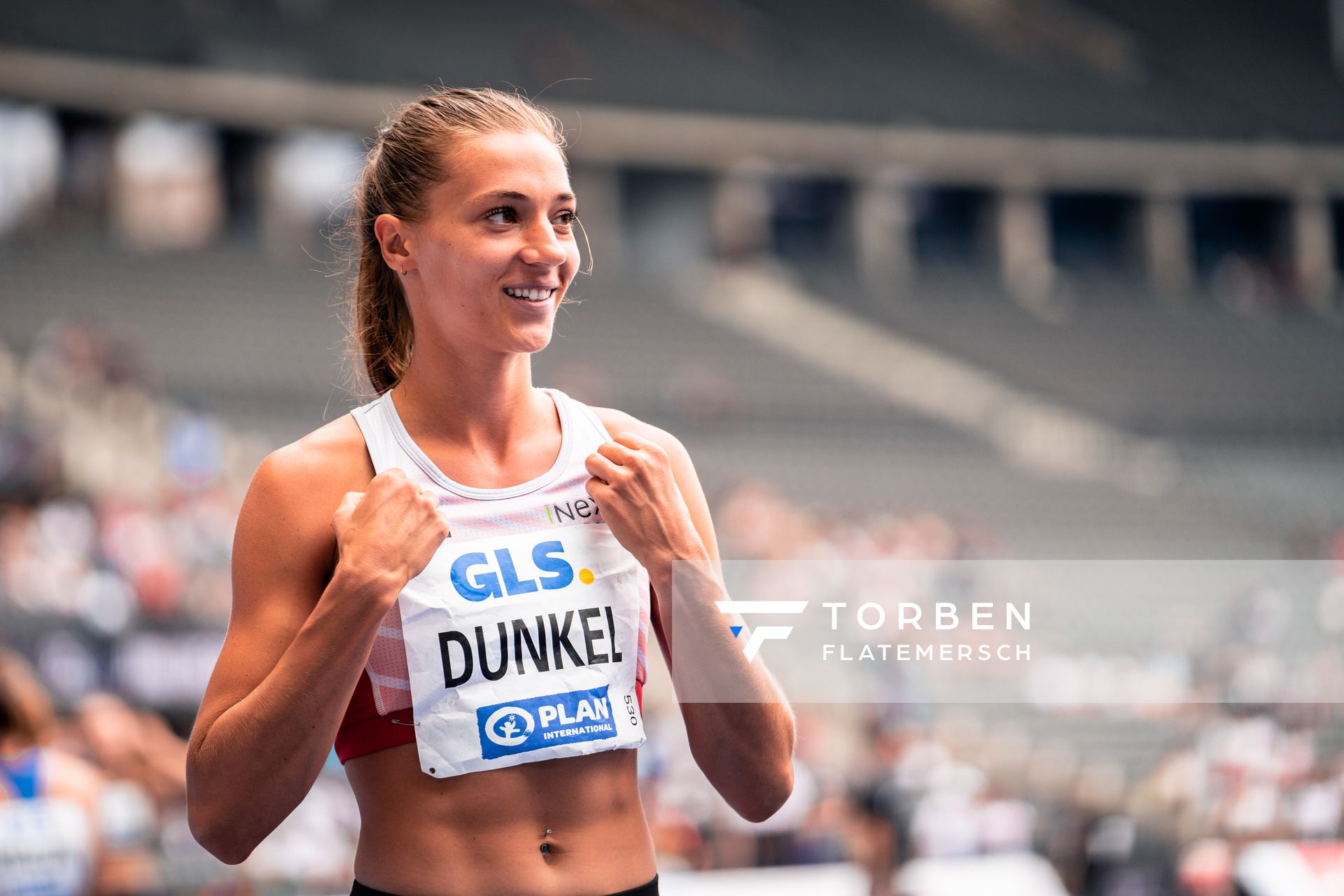 Marsha Dunkel (LC Rehlingen) waehrend der deutschen Leichtathletik-Meisterschaften im Olympiastadion am 25.06.2022 in Berlin